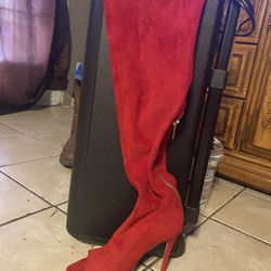 Red Thigh high heels