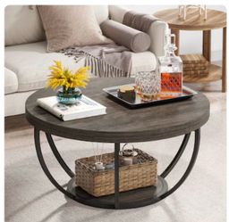 Round coffee table gray and black new