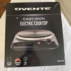 OVENTE Electric Countertop Single Burner, 1000W Cooktop with 7.25" Cast Iron Plate
