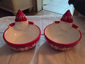 Santa Claus Ceramic Christmas Bowls Set of 2