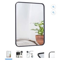 Bathroom Rectangular Mirror Wall Mount Black Metal Frame 22 x 30"