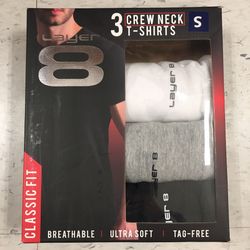 NWT Layer 8 Men’s Crew Neck T-shirt 3 Pack Size S