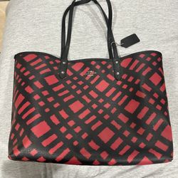 Coach Red and Black Tote Bag