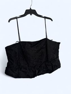 H&M Black Satin Ruffle Crop Cami Top XXL