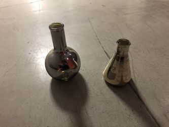 Vase - Vintage Erlenmeyer Flask and Bulbous Bottle