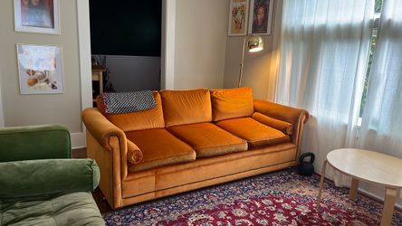 Vintage Orange Velvet Couch