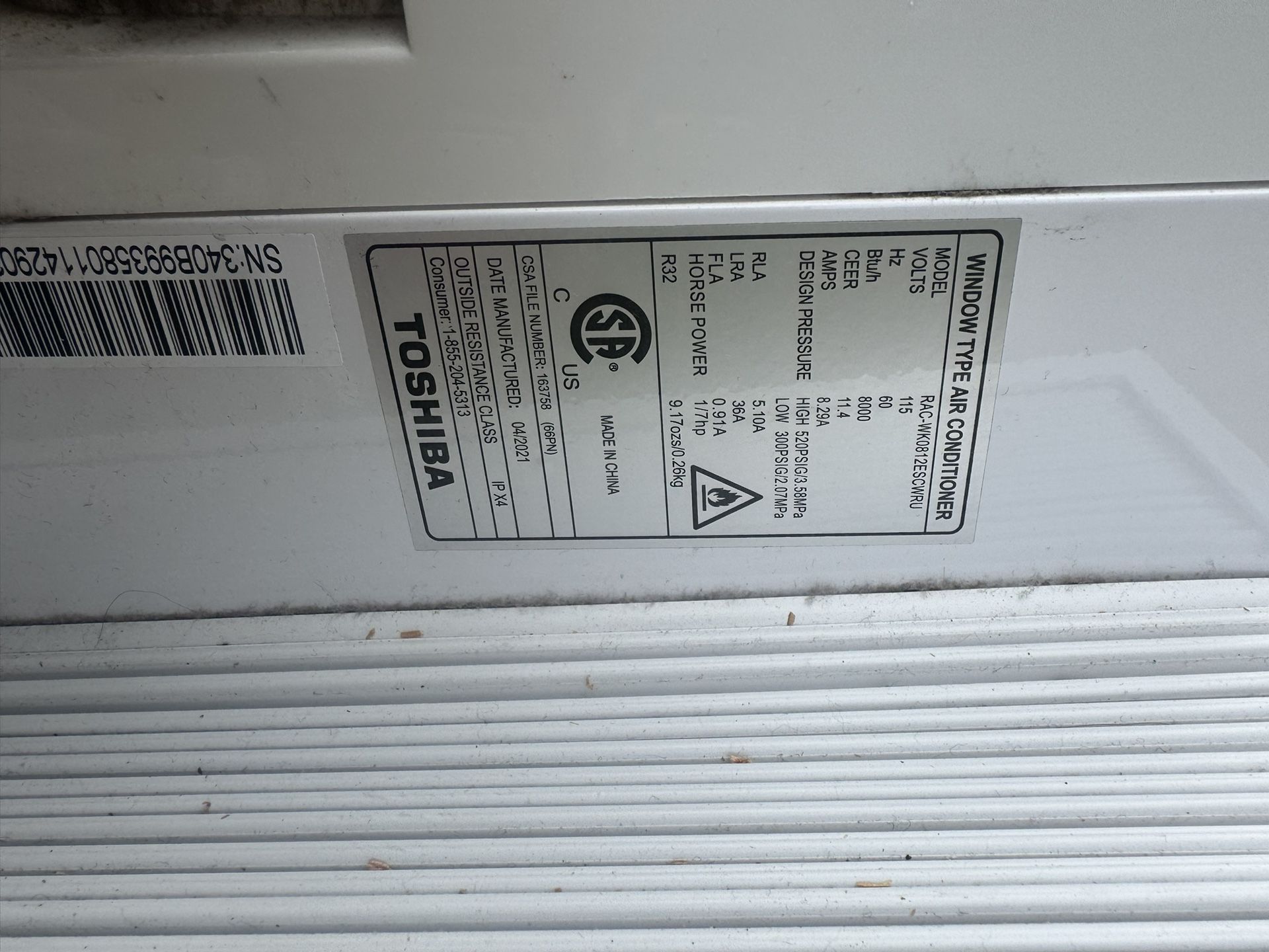 A/c Toshiva BTU/h 8000