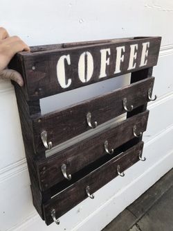 custom wooden coffee mug rack