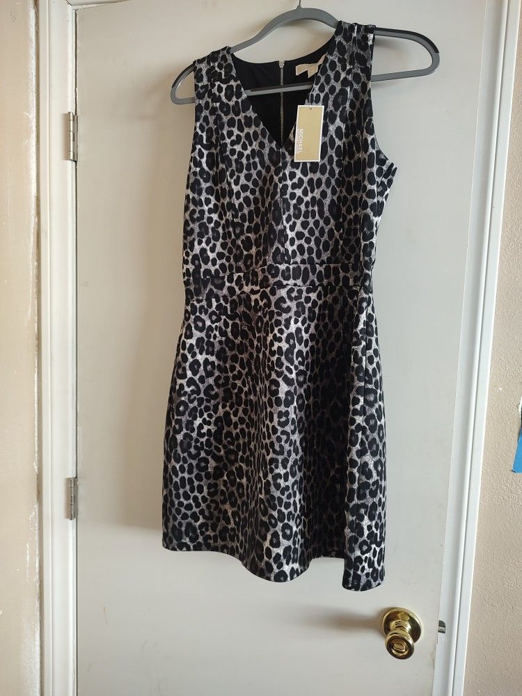 New Michael Kors Size M Leopard Mimi Dress Nice For Special Occasions