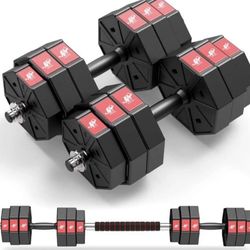 Adjustable Weights Dumbbells Set, 44Lbs 66Lbs 88Lbs 3 in 1 Adjustable Weights Dumbbells Barbell Set, Home Fitness Weight Set Gym Workout Exercise Trai