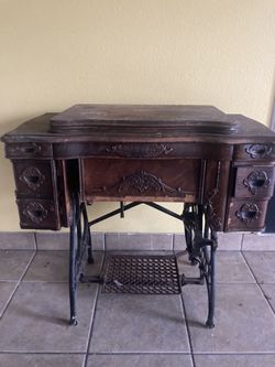 Antique Sewing Machine Cabinet With 6 Drawers  (OBO)
