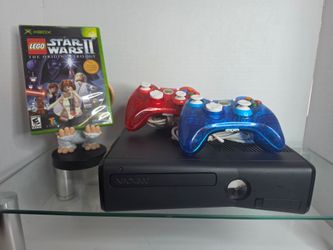Xbox 360 Slim Console with Two Controllers and game