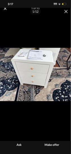 Royalcraft ZBCD003WT White 3-Drawer Nightstand