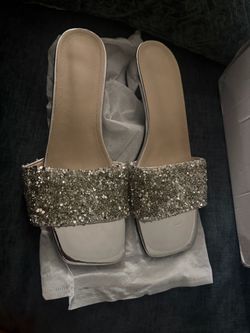 Silver Rhinestone Slide Sandals