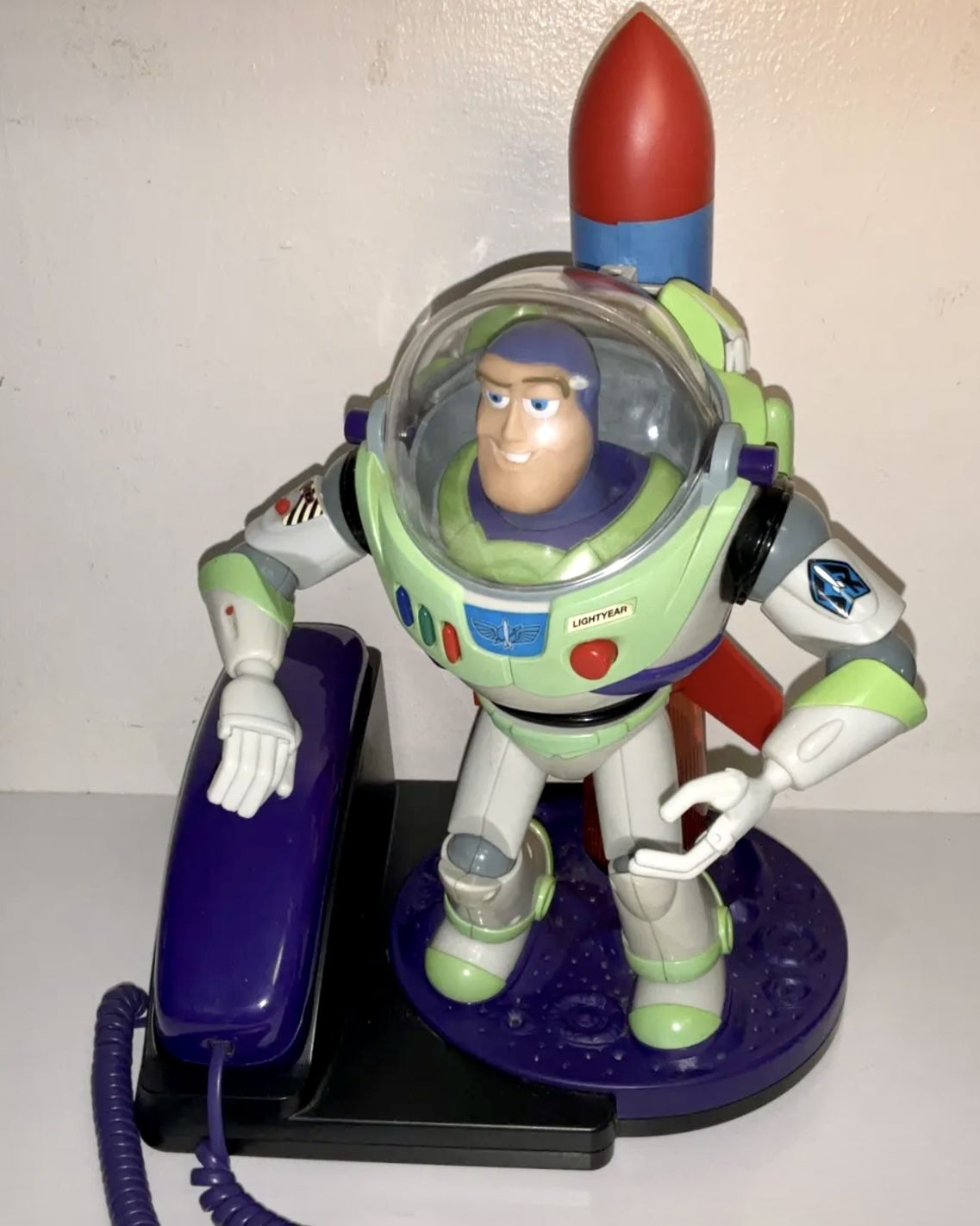 Vintage Brooktel Original Toy Story Buzz Lightyear Takeoff Rocket Landline Phone
