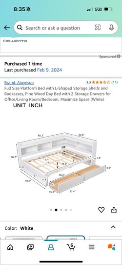 White Full Size Bed 