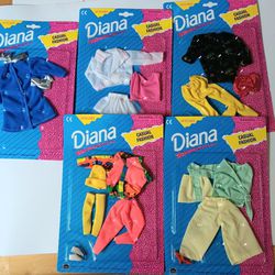 New 90s Diana Barbie Doll Outfit 5 Pack, Sealed Casual Fashion Toy Clothes Vintage 