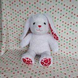 Build A Bear White Pawlette Bunny Red Hearts 16" Stuffed Plush Teddy
