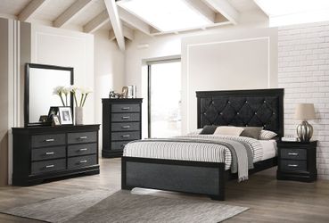 IN STOCK ⭐ Amalia Black Panel Bedroom Set