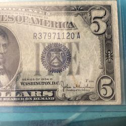 1934 Blue $5 Silver Certificate