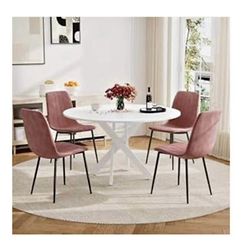 Round kitchen table with 4 chairs set