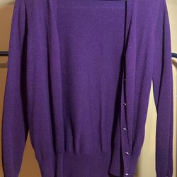 Banana Republic Deep Purple Buttoned Cardigan - size M