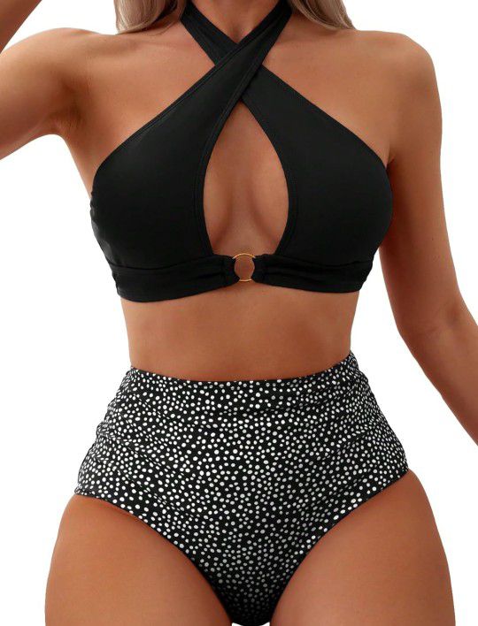 Soly Hux 2 Piece Swimsuit Polkadot Bikini - Size: Large