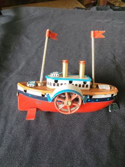 Vintage Steam Ship Tin Toy