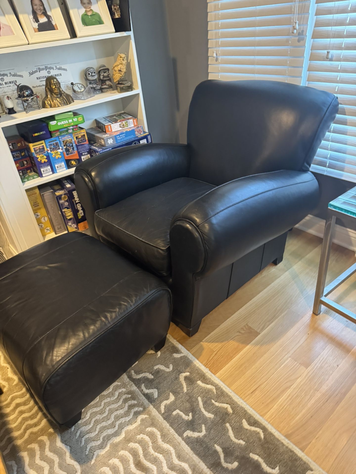 Pottery Barn Manhattan Leather Chair + Matching Ottoman