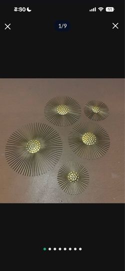 One New Gold Color Metal Wall Sculpture (individually priced)