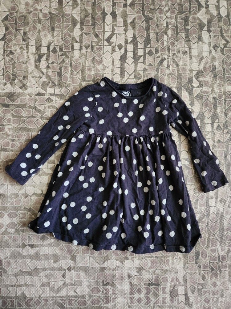 F&F Love Wear and Share 2T Girl's Long Sleeve Dark Gray Polka Dot Dress