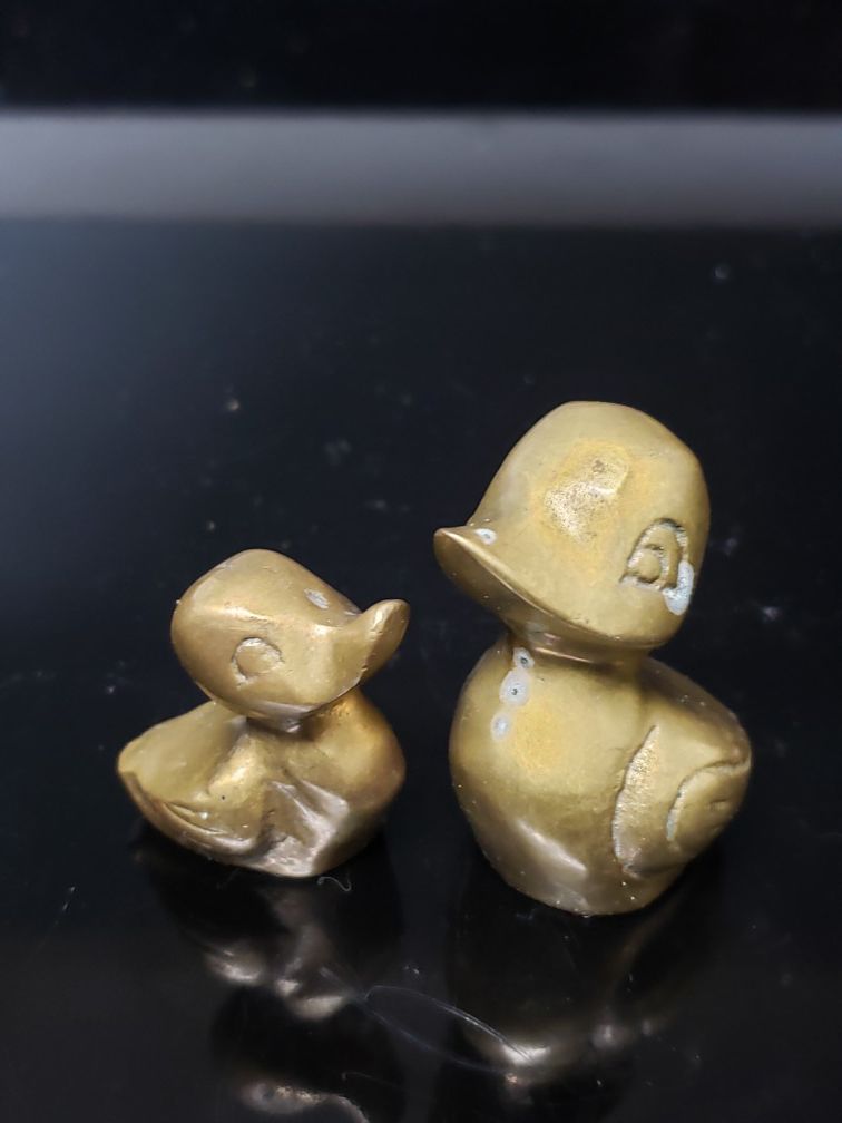 Vintage miniature solid brass duckies