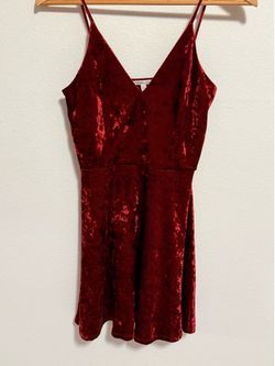 Charlotte Russe Velvet Dress Burgundy Red Crushed Velvet Cami Mini Dress Size S