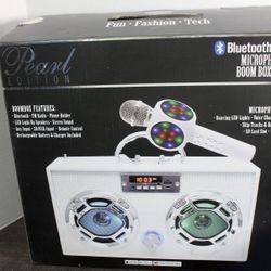 Pearl Edition Bluetooth Karaoke Microphone & Boom Box Combo 2-in-1 Multifunction