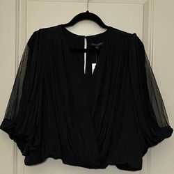 Crop Wrap Pleated Blouse