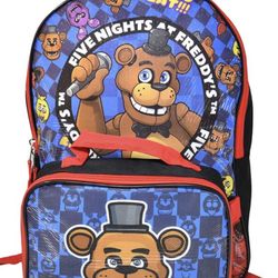 Five Nights at Freddy's 16" Backpack for School with Rectangular Lunch Bag