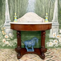 Antique Victorian Mahogany Entry Sideboard Table with Marble Top