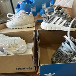 Size 3 Adidas and Reebok Baby Shoes
