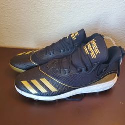 New Adidas Boost Icon V Black Gold G28237 Baseball Metal Cleats Men's Size 13.5