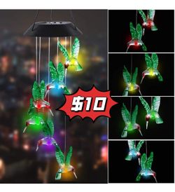 ❤️$10❤️ LED Solar Hummingbird Wind Chime, 25" Mobile Hanging Wind Chime for Home Garden Decoration, Automatic Light Changing Color(Hummingbird)  Pick 