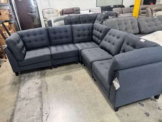 Ashley Navy Blue Fabric Sectional $180