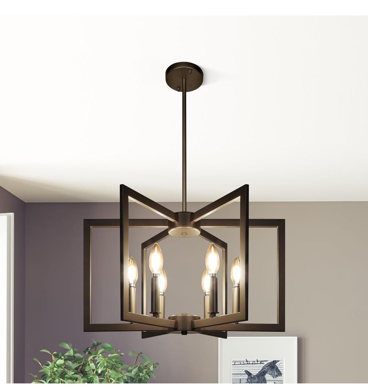 Light Modern Farmhouse Black Chandeliers for Entryway, Geometric