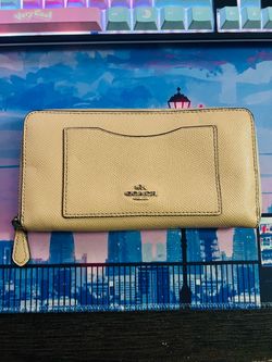 Coach Crossgrain Leather Accordion Zip Wallet, Nude #F54007 Beige Tan Large