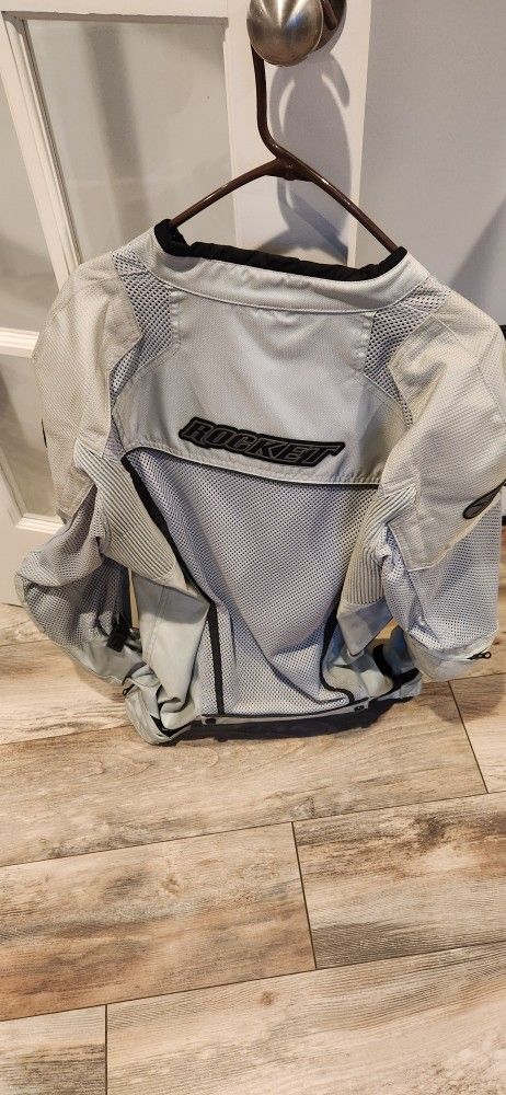 Joe Rocket Phoenix Ion Silver Mesh Armored Waterproof Motorcycle Jacket Size XL