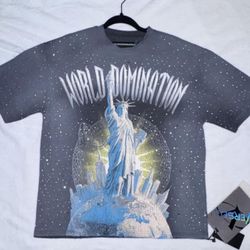 Verselli World Domination Rhinestone Graphic Tee Size Small