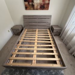 Queen Bed Frame with two Nightstands