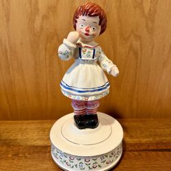Vintage 1971 Schmid Raggedy Ann Porcelain Rotating Music Box Bobbs-Merrill Co.