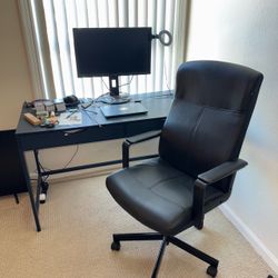 Desk, chair and monitor set