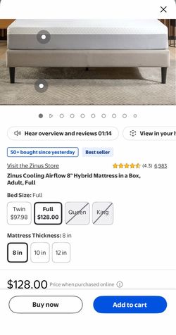 Zinus Cooling Airflow 8" Hybrid Mattress Full