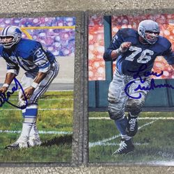 Lem Barney And Lou Creekmur Autographed Detroit Lions Goal Line Art Cards